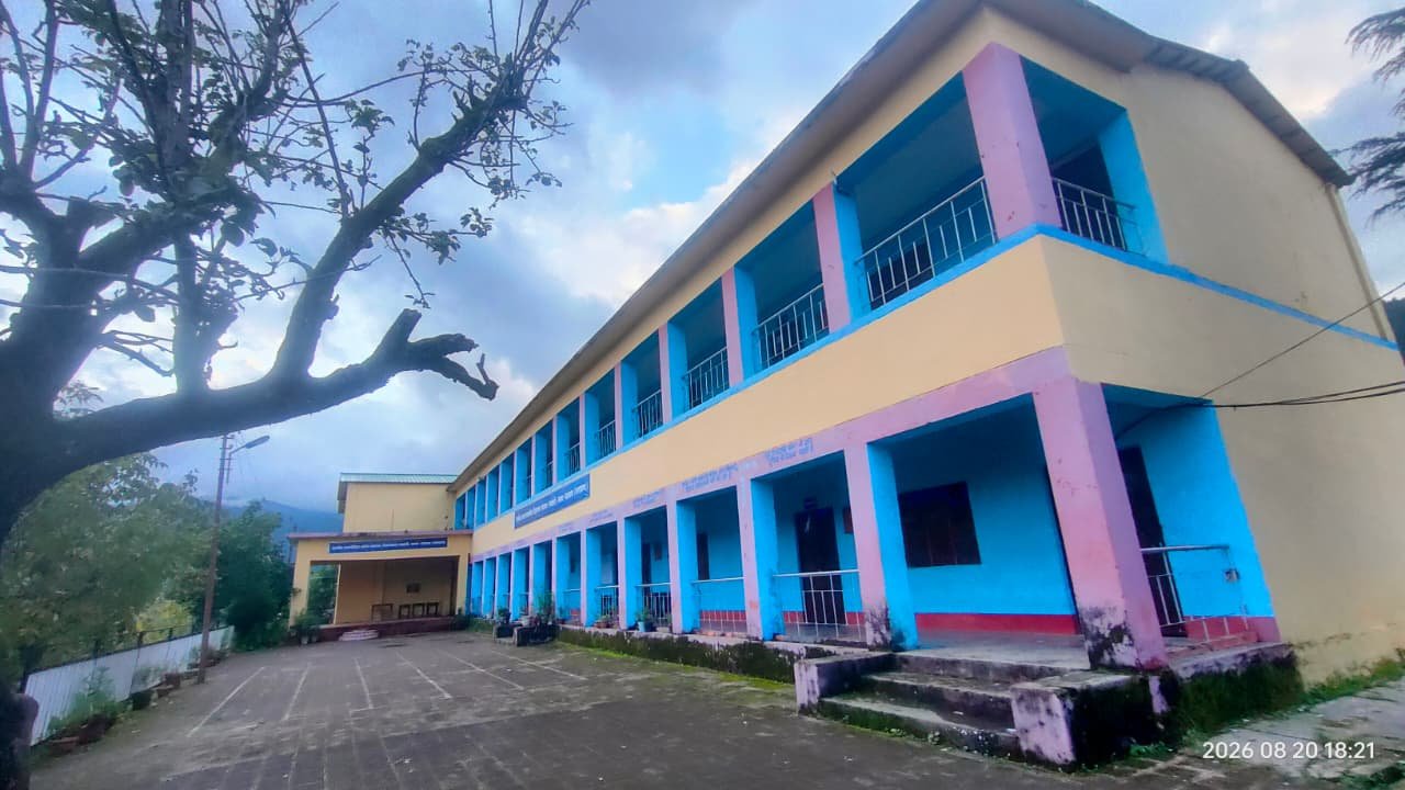 The college building at Ramashram, with the old tree in the yard